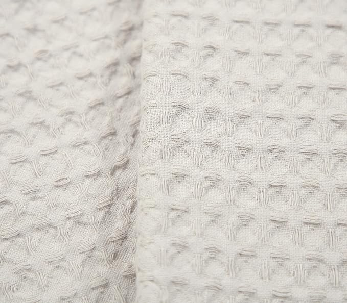 HILLFAIR 100% Combed Cotton Blanket– King Size Bed Blankets– Warm Soft All Season Breathable Lightweight Summer Blankets– Waffle Weave Home Decor Bed Blanket- Ivory King Bed Cotton Blankets/Bedcovers