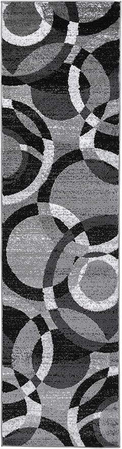 Rugshop Contemporary Abstract Circles Perfect for high Traffic Areas of Your Living Room,Bedroom,Home Office,Kitchen Runner Rug 2'7" x 10' Gray