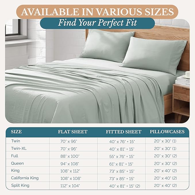 Casa Platino Bedding Set, Pre-Washed Ultra Soft & Breathable Bed Sheet, Fade Resistant Cozy Brushed Microfiber, Deep Pockets - Mineral