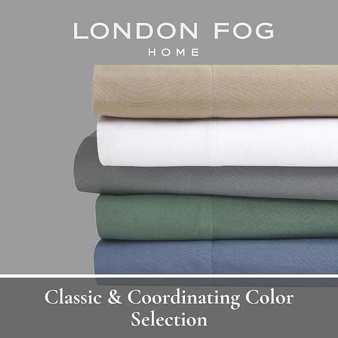 London Fog Garment Washed Solid Comforter Set Grey Microfiber 3-Piece King Comforter Set, Solid Themed, Adult and Teen, Oeko-TEX Certified
