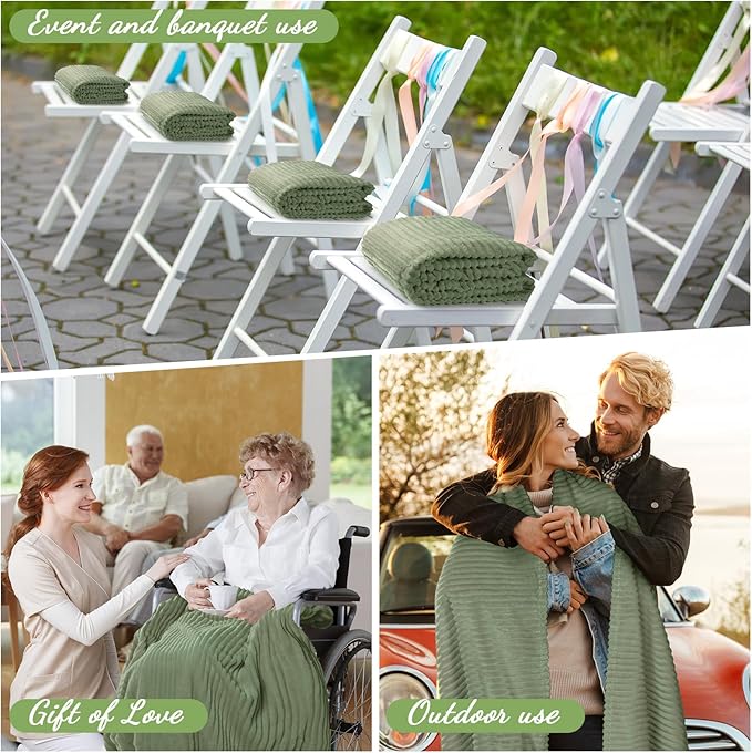 Buryeah 6 Pcs Flannel Throw Blanket Bulk 50 x 60 in Sleepover Blanket Outdoor Wedding Throw Lightweight, Oeko-tex Standard 100 Certified for Sofa Homeless Gifts (Sage Green)