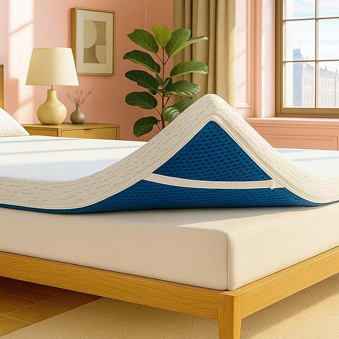 ViscoSoft 3 Inch Memory Foam Mattress Topper Full XL - Select High Density Ventilated Extra Long Mattress Pad - Premium Removable Rayon Cover