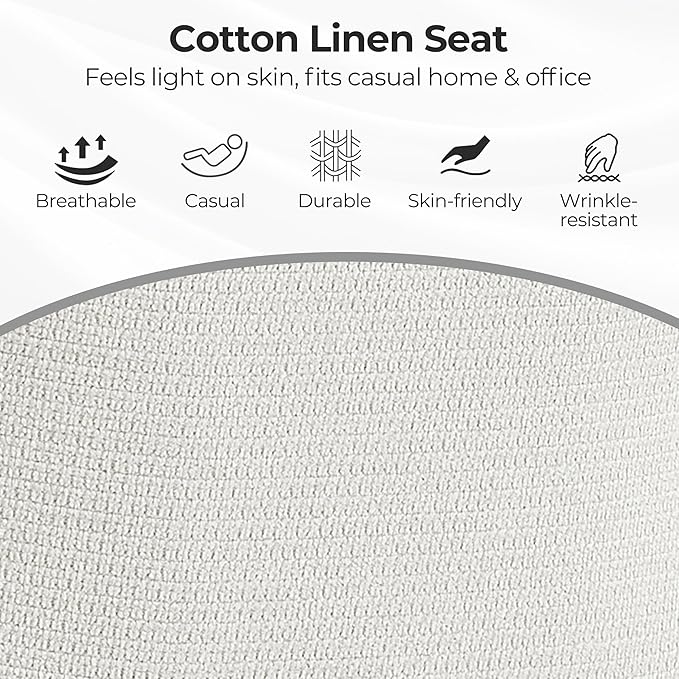 Zouron Accent Chair with Wooden Legs, Swivel Desk Chairs No Wheels, Upholstered Armchair Vanity Chair for Small Space Home Office Living Room Bedroom, Beige and Natural Wood
