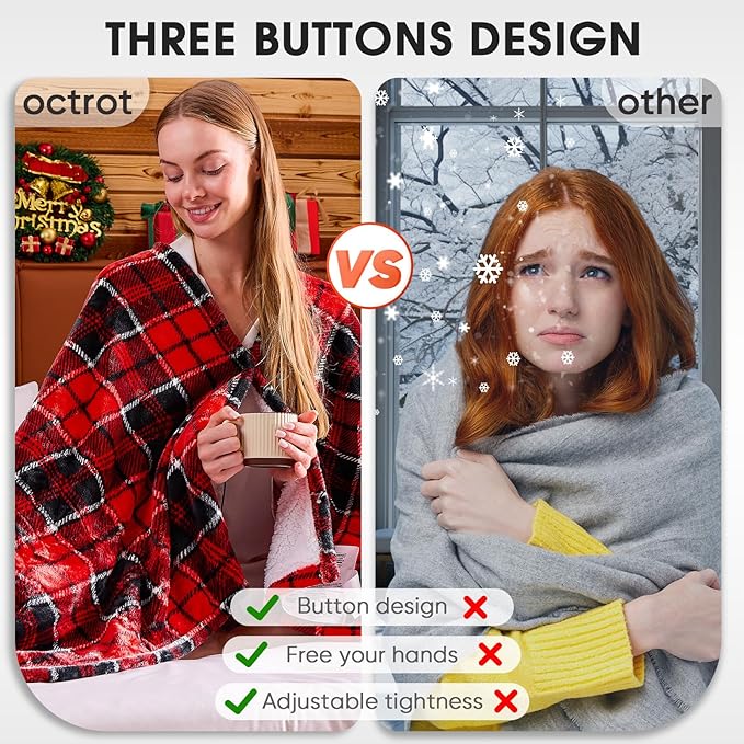 Electric Heated Blanket King Size, 90X100 Christmas Blanket with Dual Control&10 Heats Levels&Timer for Bed,Large Red Plaid Soft Sherpa Heating Blankets Warmer Gifts for Grandma Women Adults