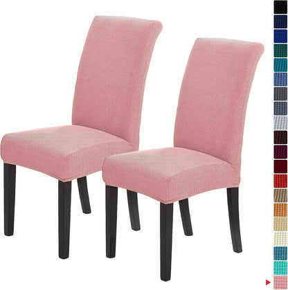 Howhic Stretch Chair Covers for Dining Room Set of 2, Removable Washable Dining Room Chair Covers, Dining Chair Slipcovers Seat Protector, Great for Home Decor and Banquet (Dusty Pink, 2 Pack)
