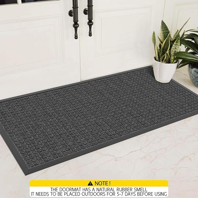 Indoor Outdoor Front Door Mats, 60" x 36" Rubber Backing Non Slip Durable Welcome Floor Mats for Patio, Garage Entrance, Stain and Fade Resistant Commercial Doormats for High Traffic