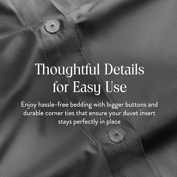 Brooklinen Luxury Sateen Duvet Cover - 100% Cotton, King/California King Size in Slate Grey with Extra-Long Corner Ties and Button Closure - Best King/Cali King Duvet Covers
