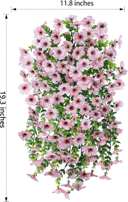 Artificial Faux Outdoor Outside Flowers Plants, 2 PCS Fake Silk UV Resistant Look Real Pink Daisy Trailing Vines for Front Door Porch Planter Urn Patio Balcony Decoration