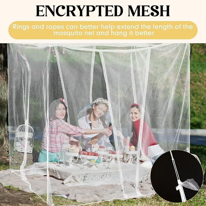 4 Corners Mosquito Net for Mosquiteros para Camas Bed Canopies Netting Bed Drapes Rectangular Mosquito Mesh for Camping Home Outdoor Travel(White B,L75 X W71 X H79 Inch,2 Opening)