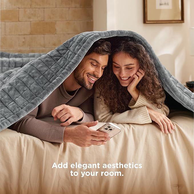 Bedsure Electric Blanket King Size - Dual Control Heated Weighted Blanket King with 10 Heat Settings, Fast Heating with 10 Time Settings (100x90 inches, Formal Gray)