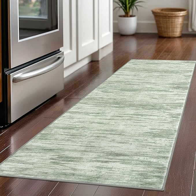 2x5 Modern Abstract Runner Rug for Hallways, Lime Green Super Soft Hallway Decor Kitchen Rugs with Non-Slip, Non-Shedding Washable Rug for Hallways Entryway Bedroom Indoor