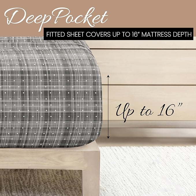 Linen Market Double-Brushed Patterned Microfiber Twin Sheet Set 3 Piece – Oeko-TEX Certified Ultra Soft & Wrinkle-Free - 16" Deep Pocket Sheets - Easy Care Twin Size - Polka Dot Gray