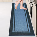 Kitchen Rugs 24" x 84", Non-Slip Machine Washable Kitchen Runner Rugs Floor Mats, Absorbent Comfort Standing Mats for Kitchen, Sink, Laundry and Hallway, Rolled Packaging, Light Blue & Navy