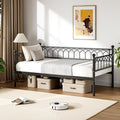 GarveeHome Twin Size Daybed, Sofa Bed Frame with Metal Steel Slat Support, Heavy Duty Metal Bed Frame, Space Saving, Easy Assembly, for Small Spaces, Living Room, Bedroom, Apartment, Black