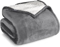 Bare Home Sherpa Fleece Blanket - Full/Queen Size - Blanket for Bed, Sofa, and Couch - Warm & Lightweight - Fluffy & Soft - Reversible (Full/Queen, Grey)