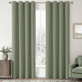 ChrisDowa 100% Blackout Linen Curtains, 2 Panels Set Thermal Insulated Room Darkening Curtains for Living Room, Privacy Grommet Window Curtains for Bedroom (Sage Green, 52 x 108 Inch)