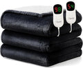 Homemate Electric Heated Blanket Queen Size - 84"x90" Heating Blanket Queen Size Dual Control 1/2/4/6/8 Hours Auto-Off 10 Heat Level Over-Heat Protection Flannel Sherpa ETL Certification
