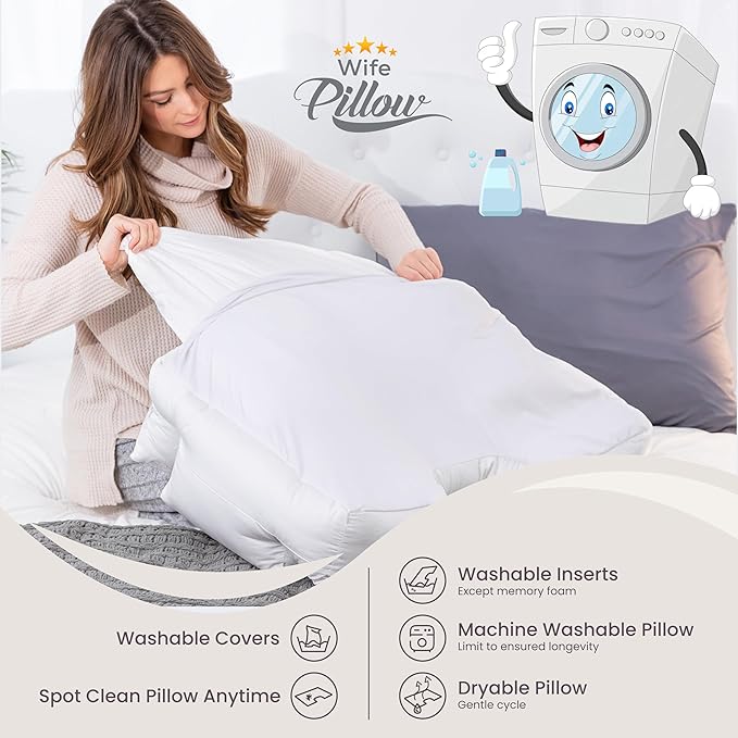 Wife Pillow the Side Sleeper Pillow with Arm Hole for Shoulder Pain - Arm Tunnel Pillow for Side Sleepers, Shoulder Relief & Neck Support Comfort Sleep Pillow for Adults - Down Goose Feather/FiberFill