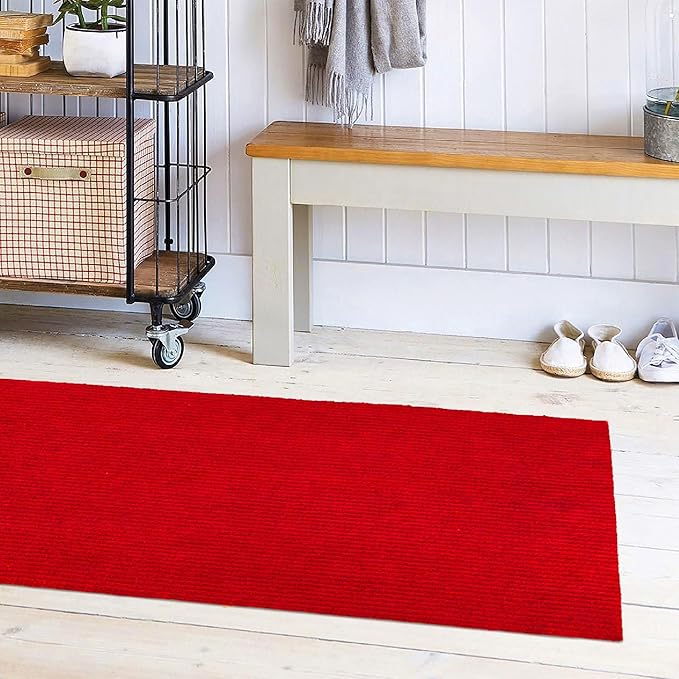 Ottomanson 2' x 5' Hallway Runner with Scraper Pile - Extra Durable Non-Slip Rug Mat for Indoor & Outdoor Use - Ideal for Kitchen, Entryway, Patio & Garage - High-Traffic Carpet, Red