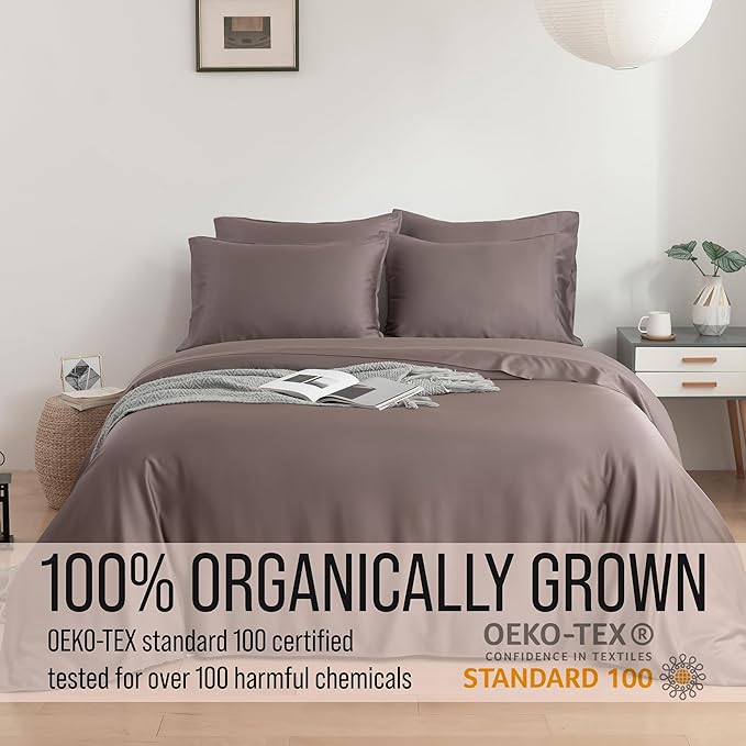 Bella Coterie 6 Piece Luxury Bamboo Viscose Split Top King Size Sheet Set | 34" Split for Adjustable Beds | 100% Organically Grown| Cooling | 18” Deep Pocket | 4 Pillowcases [Mocha]