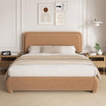 Queen Size Boucle Platform Bed Frame, Upholstered Cloud with Adjustable Headboard, Anti-Collision Soft Rounded Corners, No Box Spring Required, Easy Assembly, Noise Free