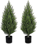 Briful 3ft Cedar Topiary Trees Artificial Outdoor Set of 2, Realistic Faux Cedar Pines with Pots, UV Resistant Christmas Greenery for Holiday Decor, Indoor Farmhouse Entryway Patio Door Plants