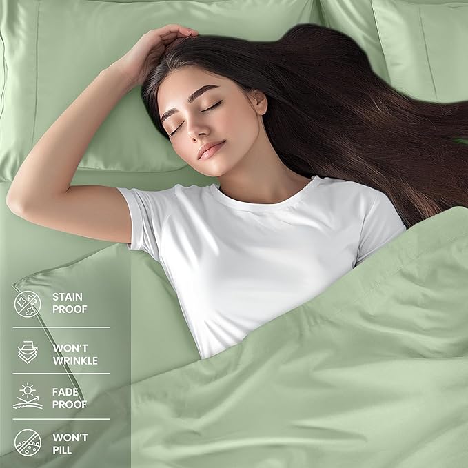 Utopia Bedding Twin Sheet Set – 3 Piece Bed Sheets for Twin Size Bed, Soft and Breathable Microfiber, Includes 1 Fitted Sheet, 1 Flat Sheet and 1 Pillowcase (Sage)