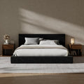 RECCI Cloud Upholstered King Bed Frame with Headboard, 5 Inch Foam Padded Platform, No Box Spring, Easy Assembly (Onyx Black)