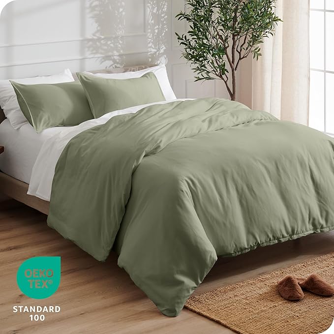 Bare Home Bedding Duvet Cover Queen Size - Premium 1800 Super Soft Collection - Lightweight, Cooling - Soft Breathable Bedding Duvet Cover (Queen, Sage)