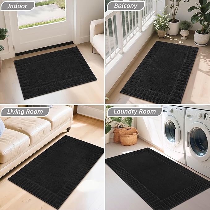 BEQHAUSE Door-Mat Non-Slip Front Doormat Low-Profile Entrance Mats for Front Door Entry Resist Dirt Washable Doormat Absorbent Entryway Door Mat,Black,36"x60"