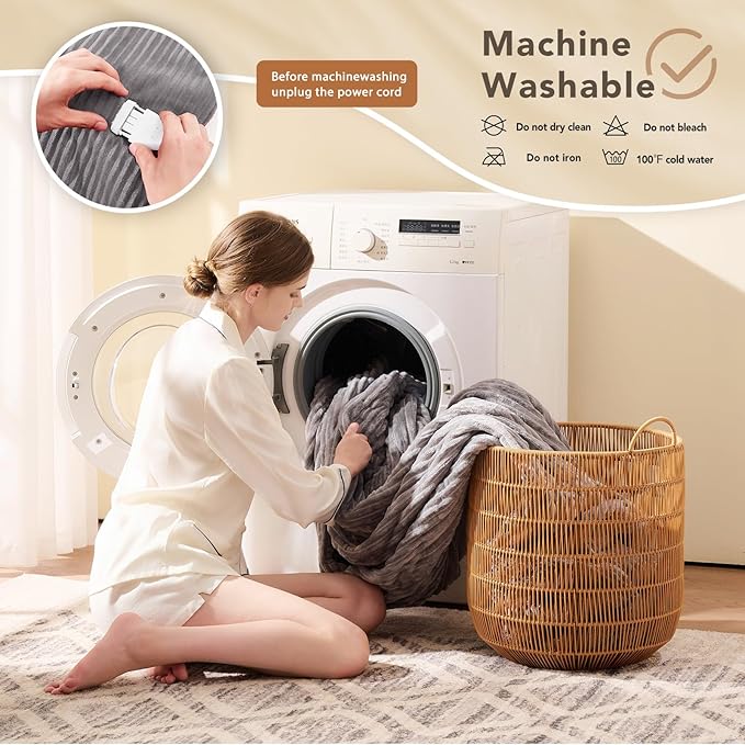 Homemate Electric Heated Blanket King Size - 100"x90" Heating Blanket King Size Dual Control 1/2/4/6/8 Hours Auto-Off 10 Heat Level Over-Heat Protection Soft Flannel Sherpa ETL Certification