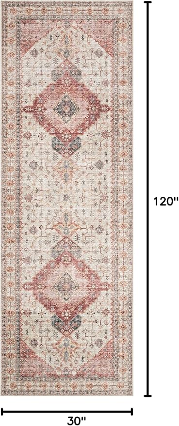 Loloi Skye Collection SKY-02 Ivory/Berry 2'-6" x 10'-0" Runner Rug