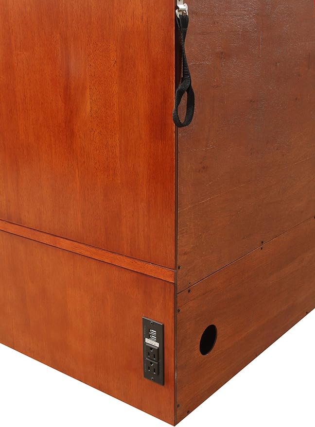 Emurphybed Paradiseo Murphy Cabinet Chest Bed with Charging Station 6 Inch, Queen (Cherry)