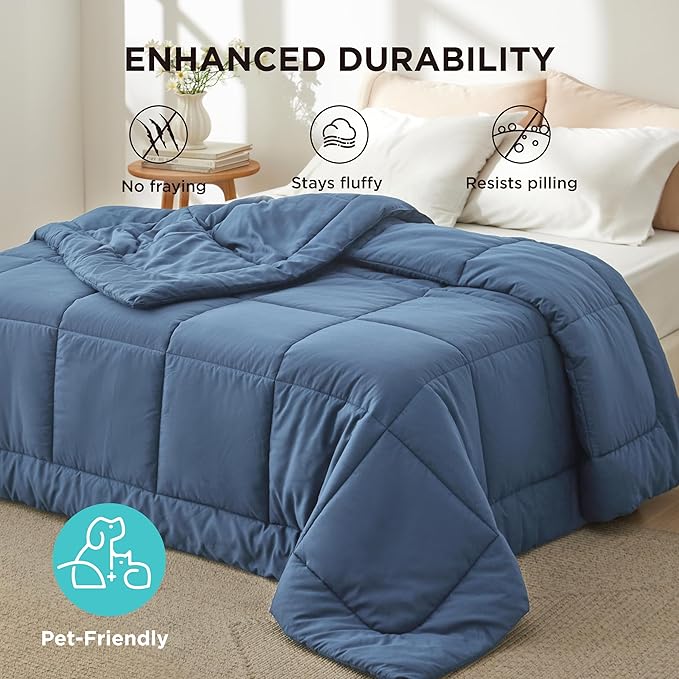 Bedsure Comforter Duvet Insert - Quilted Comforters Oversize Queen, All Season Duvet, GentleSoft Down Alternative Bedding, with 8 Tabs, Gifts for Women/Men, Dark Slate Blue, Oversize Queen 98x98Inche