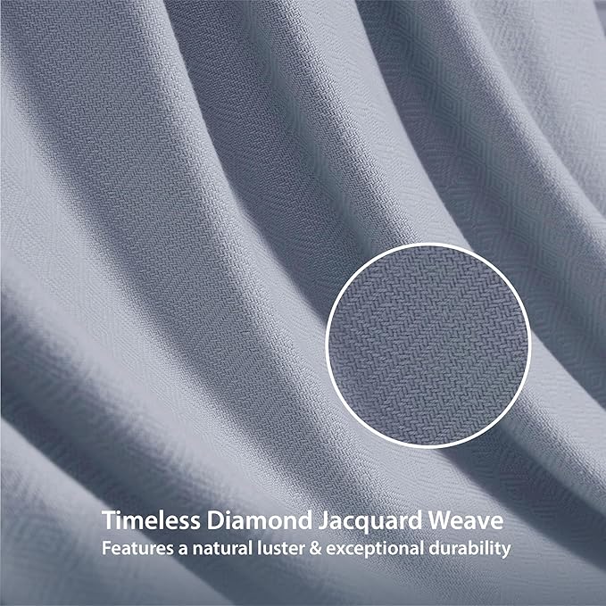 Twin Size Blanket, 70% Rayon (Derived from Bamboo) and 30% Cotton, Lightweight Jacquard Weave, Breathable and Soft Summer Blanket for Bed or Couch, 66” x 90”, Light Blue