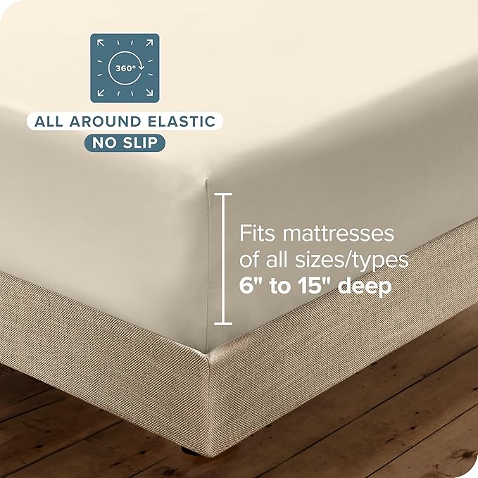 Bare Home Hotel Luxury King Sheet Set, Extra Soft - 6 Piece Set - Deep Pockets - Easy Fit - Cooling & Breathable - Wrinkle, Fade, Stain Resistant - Includes 4 Pillowcases (King, Sand)