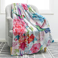 Jekeno Hummingbird Floral Blanket Bird Colorful Flowers Christian Blanket Birthday Christmas for Women Kids Girls Mom Bedroom Living Room Mother's Day Decor Plush Throw 50"x60"