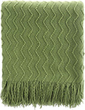BATTILO HOME Green Throw Blanket for Couch, Textured Knit Throw, Green Blankets and Throws for Sofa Bed Living Room Decor, Outdoor Throw Blanket, 50"x60"