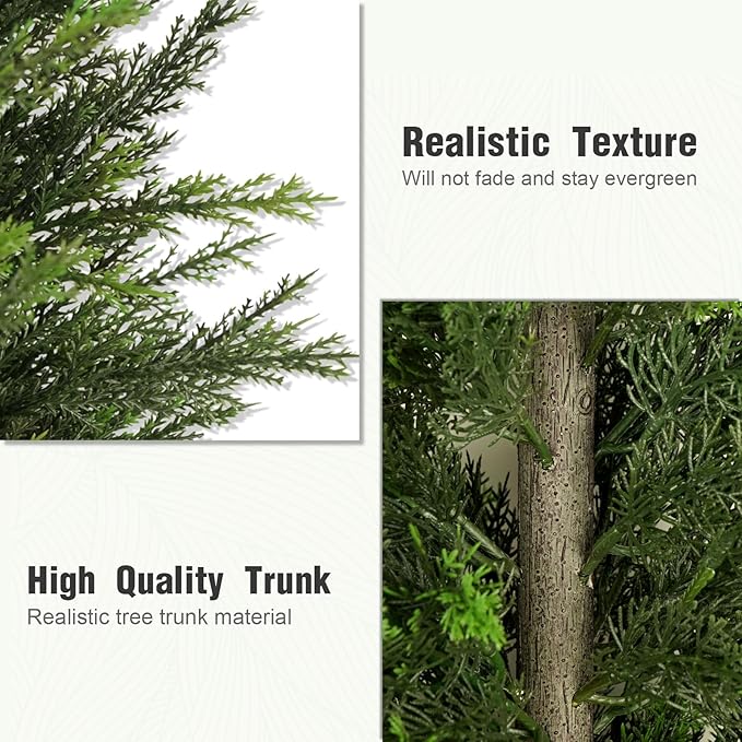 Mavis's Diary Artificial Topiary Ball Tree, Indoor Realistic Faux Boxwood Bush Potted Plants, Outdoor Fake Shrubs Cedar Evergreen Plants for Home Living Room Front Porch Decor (2, 4ft)
