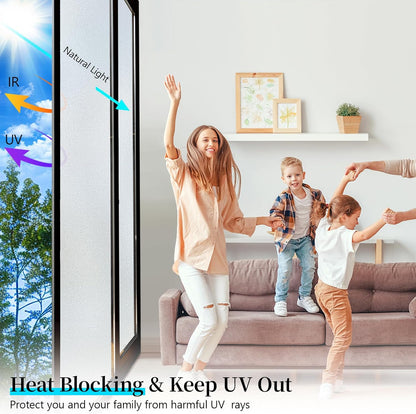 Niviy Frosted Glass Window Privacy Film 23.6 x 118 Inch Static Cling Bathroom Window Frosting Film Day and Night Privacy Windows Cling Home Glass Door Cover