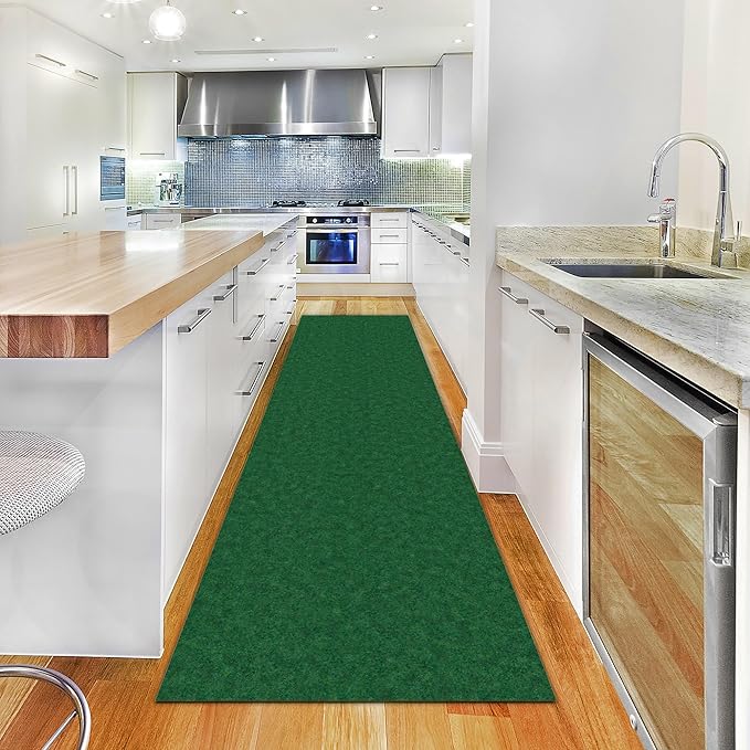Ottomanson 2' x 41' Hallway Runner with Scraper Pile Extra Durable Non-Slip Rug Mat for Indoor & Outdoor Use - Ideal for Kitchen, Entryway, Patio & Garage - High-Traffic Carpet, Green