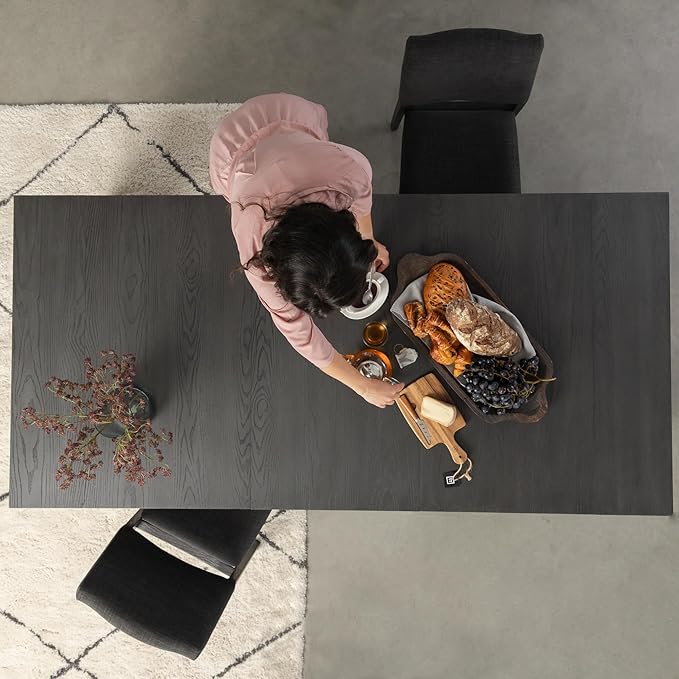 Transformer Table - Solid Wood Extendable Dining Table, Seats 2-12, Extendable Dining Room Table, Space-Saving Furniture, Expandable Dining Furniture, Black (Table Only)