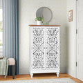 PHI VILLA Tall Accent Cabinet with Doors - Farmhouse Storage Cabinet for Living Room White