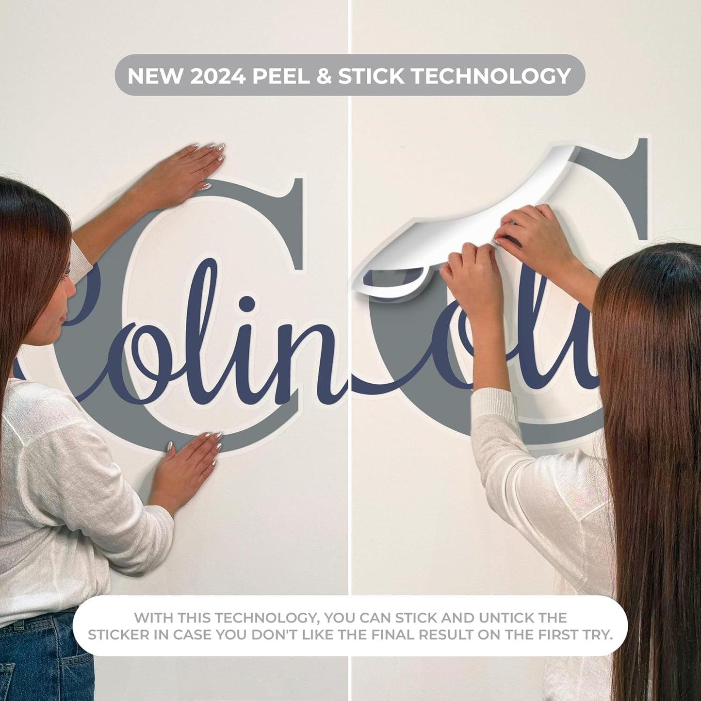 CRYPTONITE Multiple Font Personalized Name & Initial Vinyl Wall Decals I Nursery Wall Decal for Baby Boy & Girl Decoration I Stickers for Kids I Multi-Size with Glitter Optional