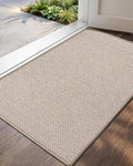 Color&Geometry Ultra-Thin Indoor Door Mat, 26"x47" Low-Profile Non-Slip Entryway Rug with Modern Geometric Texture, Washable Doormat for Indoor Entrance, Front Door, Khaki (Rolled-up NO Creases)
