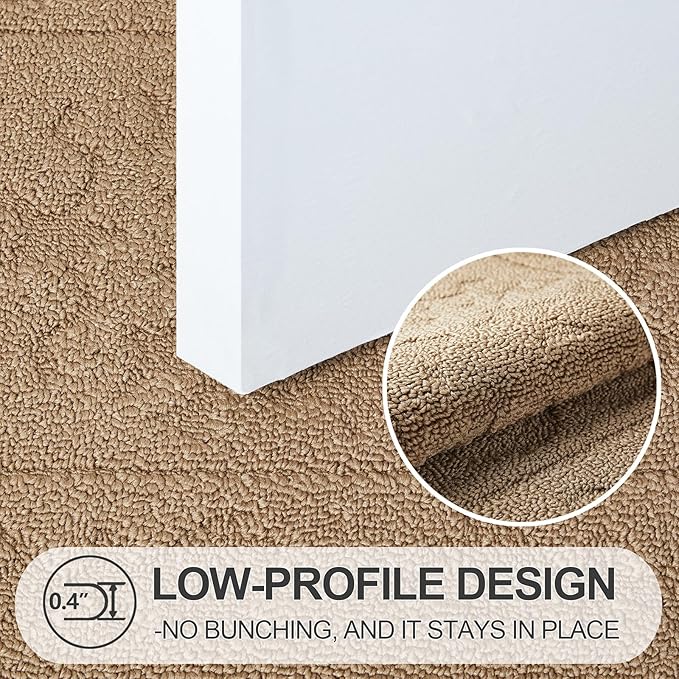 FONEYI Indoor Door Mat, Front Back Door Mat 36" x 59" Non-Slip Rubber Backing Door Rug, Machine Washable Entry Rug, Low Profile Absorbent Dirt Trapper Doormat Inside Floor Mats for Entryway, Beige