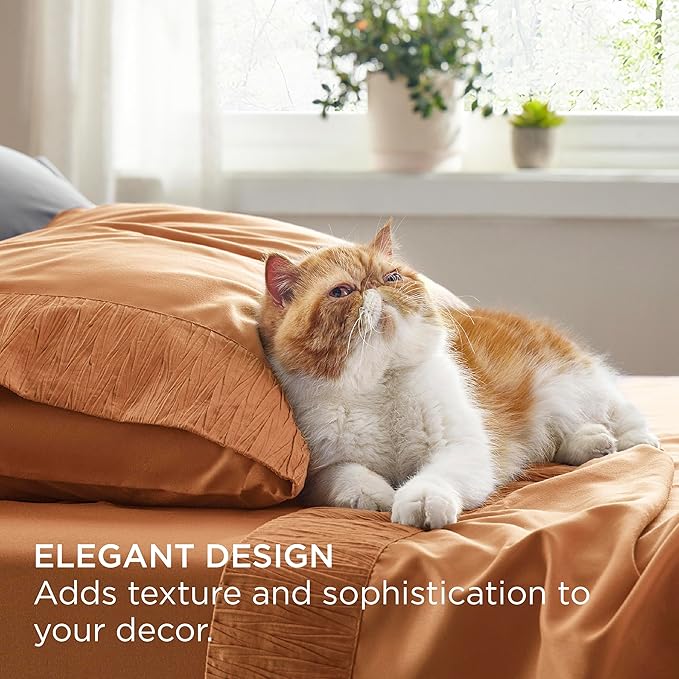 Bedsure Twin Sheets Set - 3 Pieces Soft Twin Bed Sheets - Breathable & Cooling - Hotel Luxury - Easy Care Polyester Microfiber Bedding for Women, Men, Dusty Orange