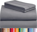 LuxClub 4 PC Queen Sheet Set, Deep Pockets Wrinkle Free Cooling Bed Sheets Hotel Bedding for Women, Men, Includes 1 Fitted Sheet, 1 Flat Sheet and 2 Pillowcases-Soft Light Grey