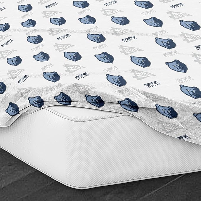 Northwest Officially Licensed Memphis Grizzlies NBA Full Size Sheet Set – Soft Team Logo Bedding for Dorms, Bedrooms, Fan Caves & Game Day Style