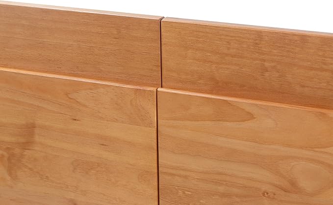 memomad Bali Slim Set: Storage Platform Bed with Drawers + Flat Panel Headboard (Full Size, Oak Brown Wood)